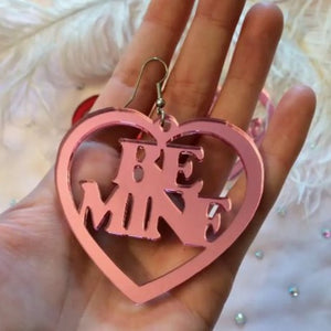 Acrylic / Be Mine Heart Earrings