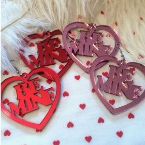 Acrylic / Be Mine Heart Earrings