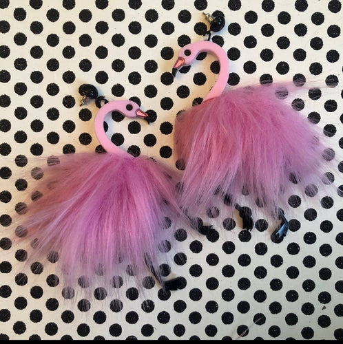 Acrylic / Flamingo Floof Earrings