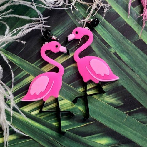 Acrylic / Pink Flamingo Earrings