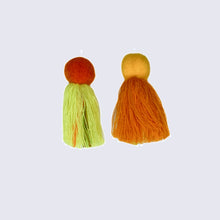 Load image into Gallery viewer, Single Pom + Tassel Mismatched Earrings