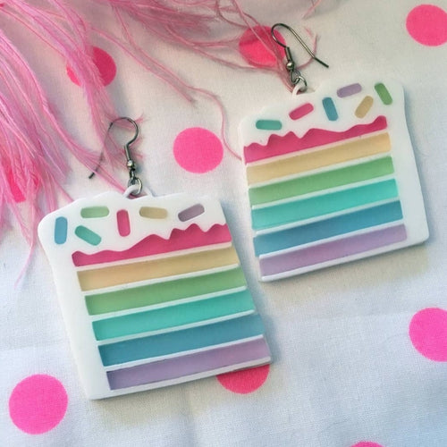 Acrylic / Pastel Rainbow Cake Earrings